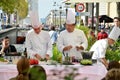 PARIS / FRANCE - September 23, 2011: Street cooking presentation of the FRERES BLANC company in the Avenue des Champs-Elysees