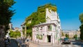 Streets of Montmartre Paris France in the early morning with cafes and restaurants, La Maison Rose