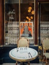 Paris, France - September 17, 2022: table in Parisian cafe in Paris