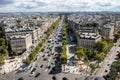 Boulevards of Paris seen from the top of the arc de triomphe on a sunny autumn day