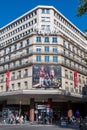 Tommy Hilfiger advertising billboard on the facade of the Galeries Lafayette, Paris, France Royalty Free Stock Photo