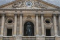 Sightseeing of Paris. FaÃÂ§ade of the The National Residence of the Invalids. Statue of Napoleon in the court.