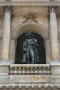 Sightseeing of Paris. FaÃÂ§ade of the The National Residence of the Invalids. Statue of Napoleon in the court.