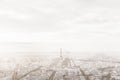 Paris, France skyline in misty fog. Eiffel Tower foggy, unique view. Royalty Free Stock Photo