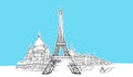 Paris France Skyline Panorama Vector Sketch Royalty Free Stock Photo