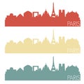 Paris France Skyline Silhouette City Stamp Vector Color Vintage Set Logo Clipart Illustration. Royalty Free Stock Photo