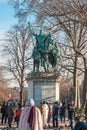 Paris, France - 18.01.2019: Statue of Charlemagne Charles the Great king of the Frank and Emperor of the Romans, situated just