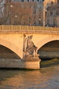 Paris, France 03.25.2017: Stone bridges over the river Seine in Paris Royalty Free Stock Photo