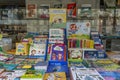 Paris, France, 09/10/2019: Street counter with children`s books. Close-up