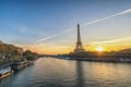 Paris France sunrise city skyline at Eiffel Tower Royalty Free Stock Photo