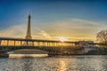 Paris France sunrise city skyline at Eiffel Tower Royalty Free Stock Photo