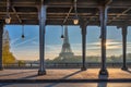 Paris France, sunrise at Eiffel Tower and Seine River Bir-Hakeim Bridge Royalty Free Stock Photo