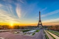 Paris France sunrise city skyline at Eiffel Tower Royalty Free Stock Photo