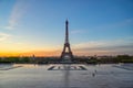 Paris France, sunrise at Eiffel Tower and Trocadero Gardens Royalty Free Stock Photo