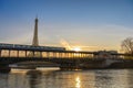 Paris France sunrise at Eiffel Tower and Seine River