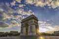 Paris France, sunset at Arc de Triomphe and Champs Elysees Royalty Free Stock Photo