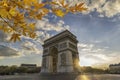 Paris France sunset at Arc de Triomphe Royalty Free Stock Photo