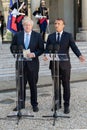 Paris, FRANCE - 22th august 2019 : Boris Johnson with Emmanuel Macron at ElysÃÂ©e Palace Royalty Free Stock Photo