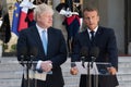 Paris, FRANCE - 22th august 2019 : Boris Johnson with Emmanuel Macron at ElysÃÂ©e Palace Royalty Free Stock Photo