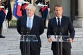 Paris, FRANCE - 22th august 2019 : Boris Johnson with Emmanuel Macron at ElysÃÂ©e Palace Royalty Free Stock Photo