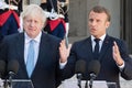 Paris, FRANCE - 22th august 2019 : BBoris Johnson with Emmanuel Macron at ElysÃÂ©e Palace Royalty Free Stock Photo