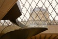 Paris, France 8th August 2023: Louvre Museum entrance, inside view Royalty Free Stock Photo