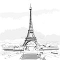 Paris, France, city ink sketch footage nand drawn