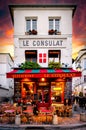 Typical Parisian bistro, in the Latin quarter in Montmartre, in Rue Norvins.