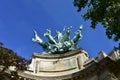Grand Palais. Bronze quadriga sculpture on the top of the building. Paris, France.