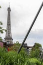 View of the museum Jacques Chirac and the Eiffel tower at quai Branly, Paris France. Royalty Free Stock Photo