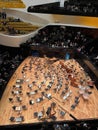 View of the orchestra`s chairs from the balcony of the Philharmonie de Paris