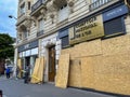 Paris, France, Workers Installing Protection on Shop WIndows, Place de la Nation, in Preparation of a large Anti-Government