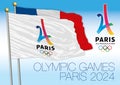 PARIS, FRANCE, YEAR 2017 - Paris candidate for the Summer Olympic Games, Paris 2024 flag and logo with france flag