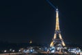 Paris, French - Nov 12 2016 : Night view of eiffel tower with light glowing landmark
