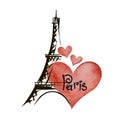 Paris hand drawn vector lettering and Eiffer Tower