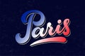 Paris hand lettering vector illustration in colors of the national flag of France