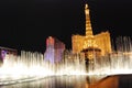 Paris Hotel and Casino, Las Vegas, fountain, landmark, night, water feature Royalty Free Stock Photo