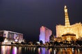 Paris Hotel and Casino, Las Vegas, landmark, night, city, cityscape Royalty Free Stock Photo
