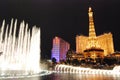 Paris Hotel and Casino, Las Vegas, landmark, night, fountain, water feature Royalty Free Stock Photo