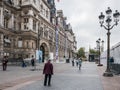 Paris Hotel de Ville is decorated to host a fair for returning u