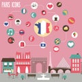 Paris icons set.