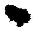 Paris isle of France map vector silhouette illustration isolated on white background.