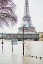 PARIS - JANUARY 25: Paris flood with extremely high water on January 25, 2018 in Paris