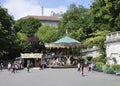 Paris,July 17:Carousel front of Basilica Sacre Coeur from Montmartre in Paris