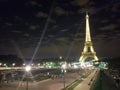 Paris, July 2017: Eiffel tower at night light show. Paris Royalty Free Stock Photo