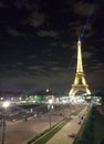 Paris, July 2017: Eiffel tower at night light show. Paris Royalty Free Stock Photo