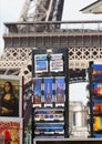 PARIS - JULY 27: Postcard stand at the Eiffel Tower on July 27,