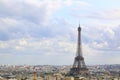 PARIS, JULY 2017: Skyline of Paris city with Eiffel Tower from a