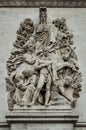 Paris - July 10th 2014: La Paix sculpture in the facade of the Arc de Triomphe, by Antoine Ãâ°tex