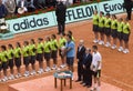 PARIS - JUNE 7: Roger Federer with cup, it receiv Royalty Free Stock Photo